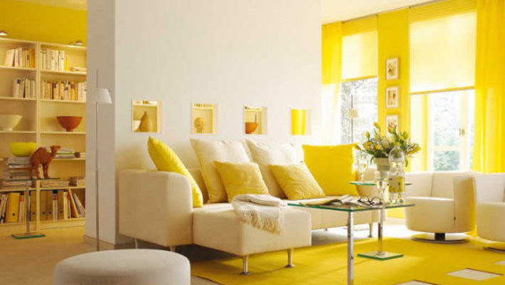 Sơn phòng khách màu vàng nhạt – Bí kíp của sự sang trọng